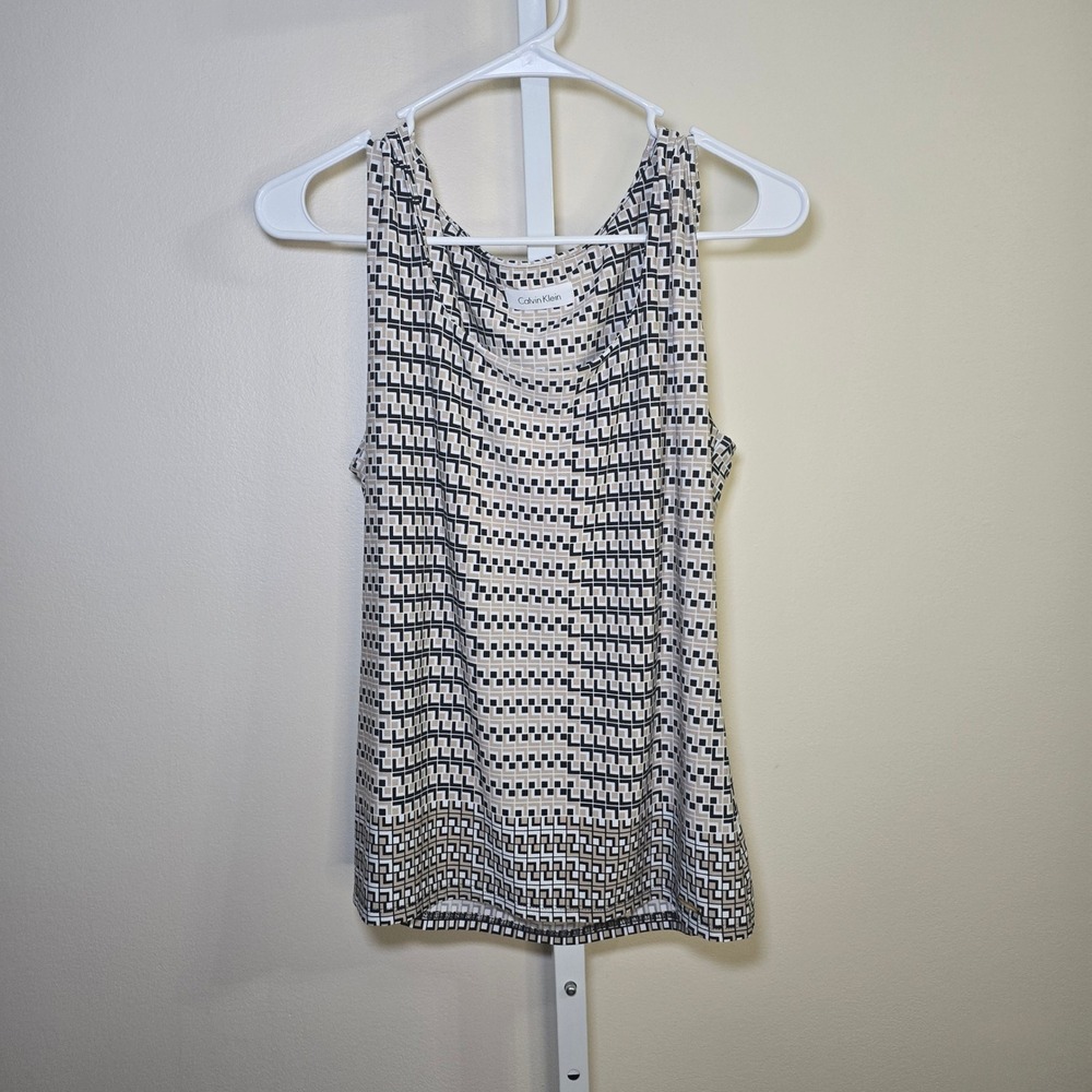 Calvin‎ Klein Women's Sleeveless Geometric Print Tank Top Top Blouse sz S
